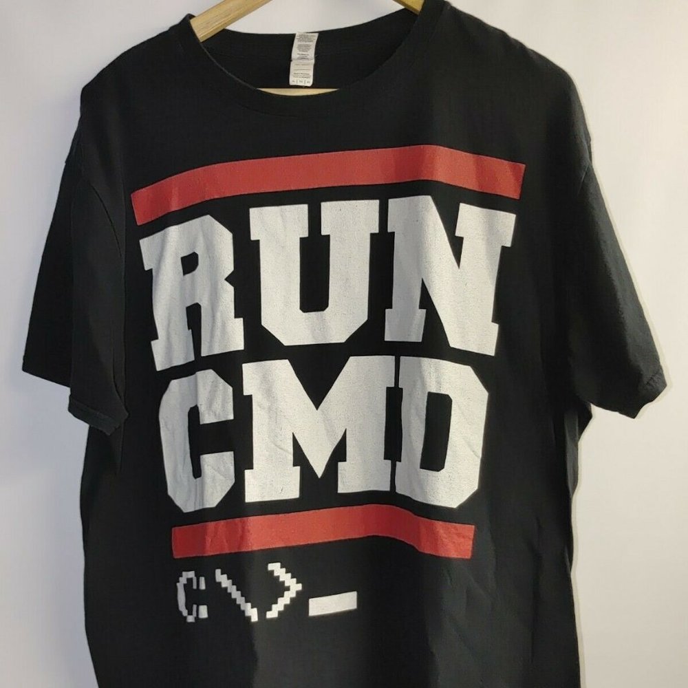 RUN CMD Retro Ring Spun T-Shirt Command Prompt DOS Programmer IT EUC XL